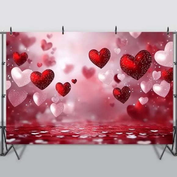 New Red & Pink  Balloon Love Heart Backdrop/Tapestry V2 - Picture 3 of 4